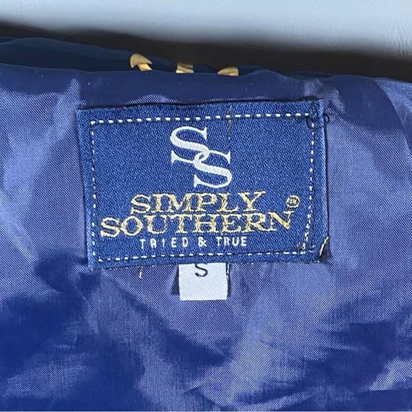 Simply Southern NWT Womens Size Small Full Zip Anchor Print Vest Navy Blue Gold - Picture 9 of 10